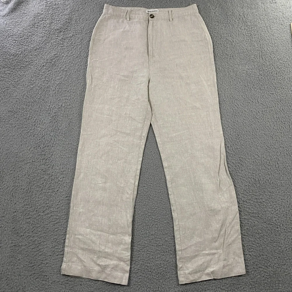 Reformation Pants Womens 8 100% Linen Straight Leg‎ Lightweight Summer Resort